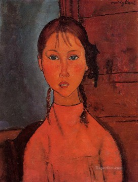 アメデオ・モディリアーニ Painting - おさげの少女 1918年 アメデオ・モディリアーニ